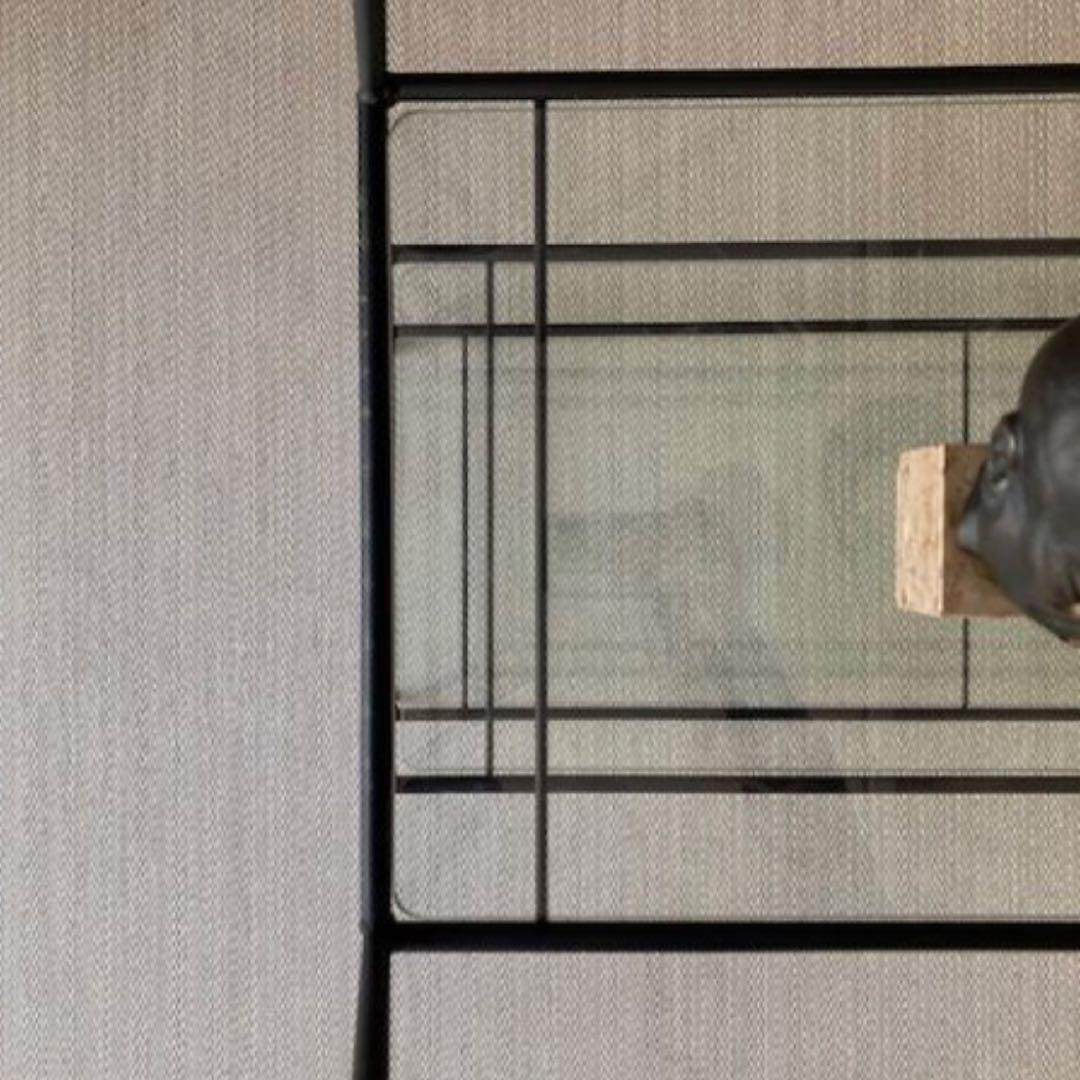 TK【ビンテージ】アイアンスチール 3段 ガラス オープンシェルフ 什器