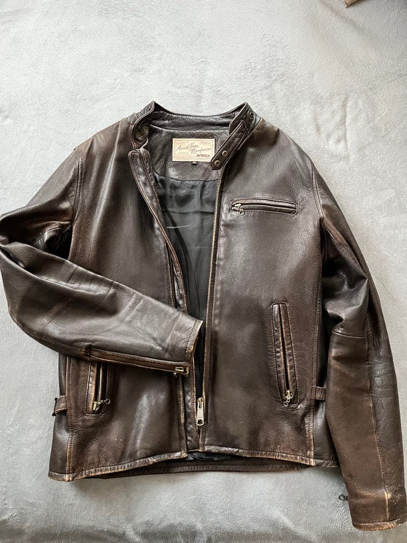 AVIREX ダークブラウン　シングルライダース