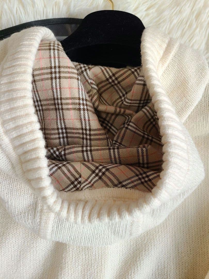 美品✨バーバリーブルーレーベル ニットコート ノバチェック ロゴボタン