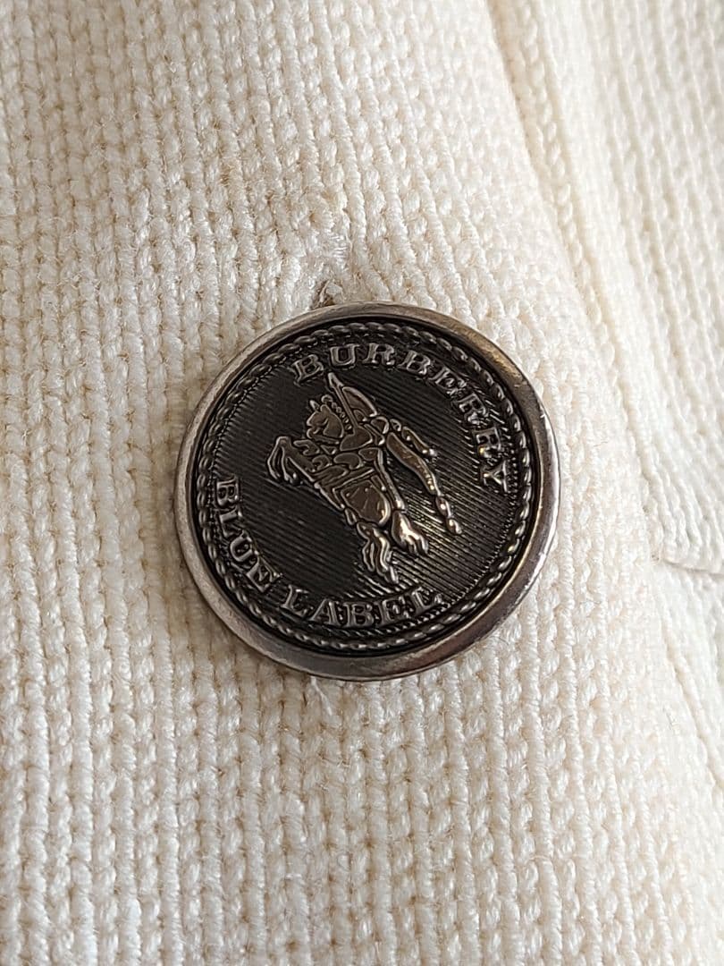 美品✨バーバリーブルーレーベル ニットコート ノバチェック ロゴボタン