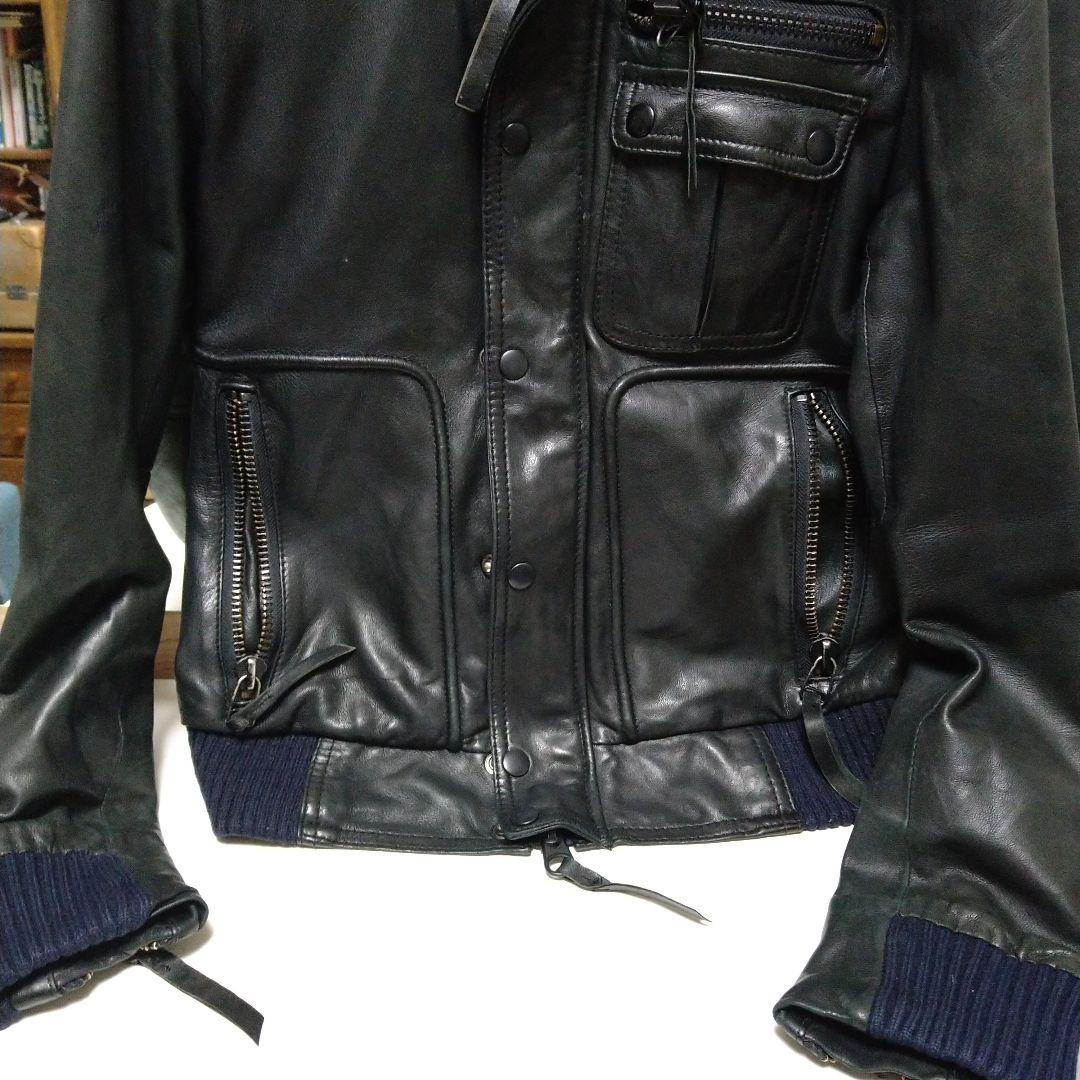 ブラックレザージャケット　NUMBING エディスリマン