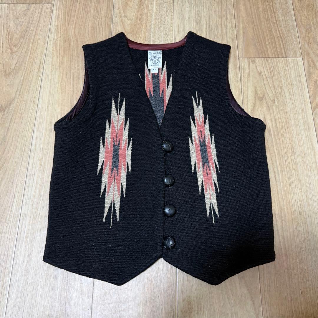 Ortega’s オルテガ チマヨベスト XS 手織り くるみボタン アメカジ