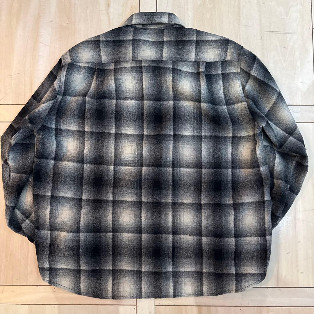 T*0様 極美品　Cascade オンブレ　ウール　チェックシャツ　黒白