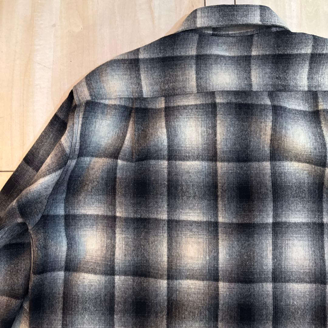 T*0様 極美品　Cascade オンブレ　ウール　チェックシャツ　黒白