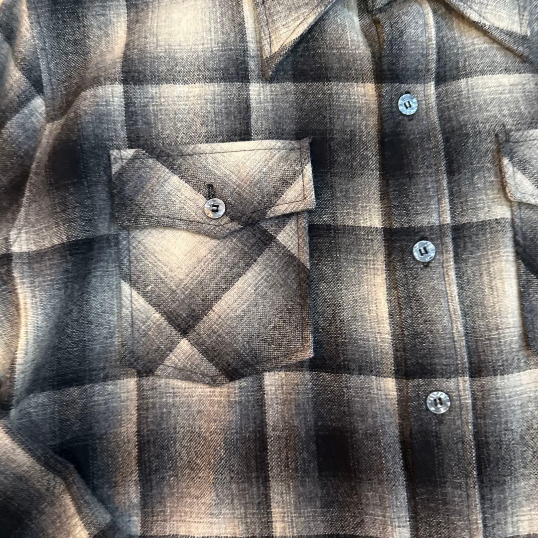 T*0様 極美品　Cascade オンブレ　ウール　チェックシャツ　黒白