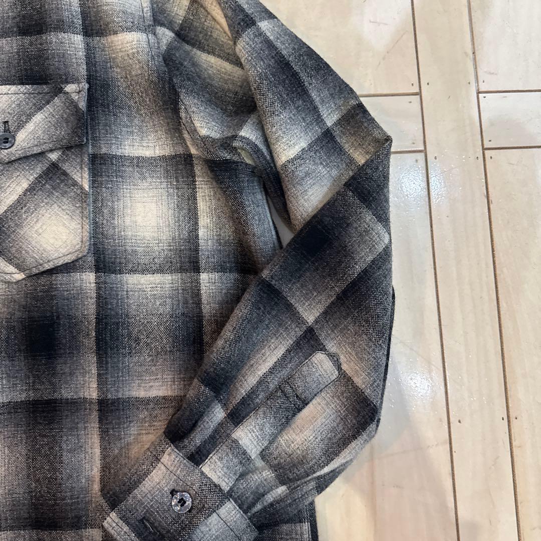 T*0様 極美品　Cascade オンブレ　ウール　チェックシャツ　黒白