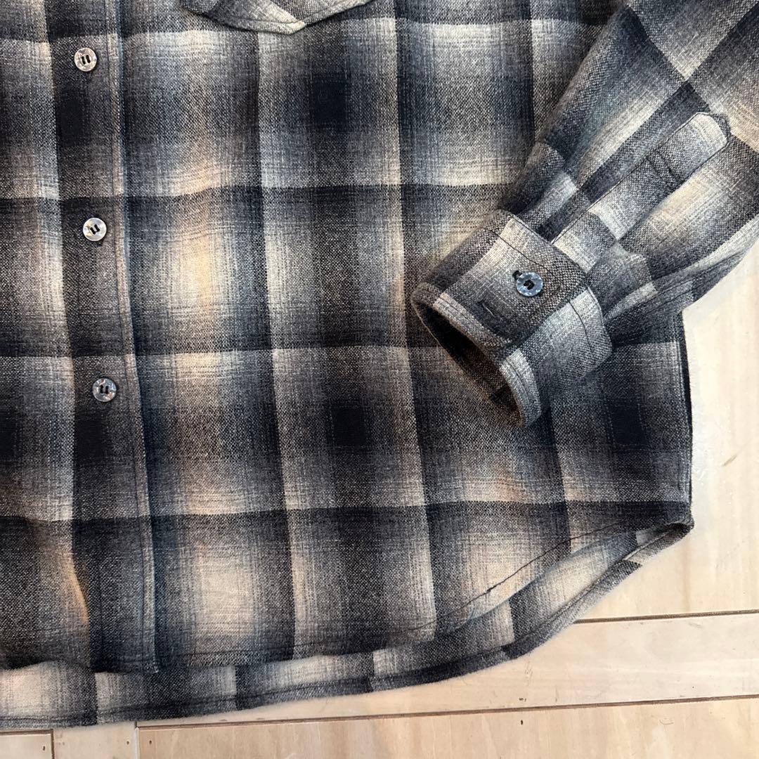 T*0様 極美品　Cascade オンブレ　ウール　チェックシャツ　黒白