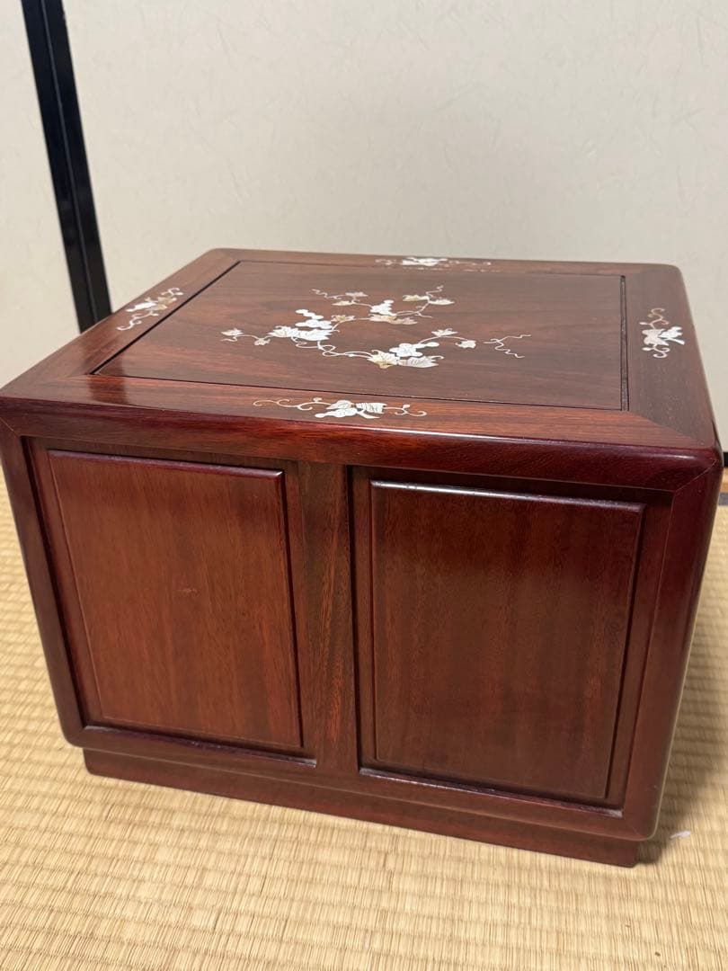 花梨　螺鈿家具　唐木　小引き出し　三段　アンティーク　ヴィンテージ