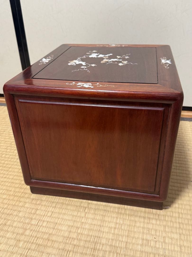 花梨　螺鈿家具　唐木　小引き出し　三段　アンティーク　ヴィンテージ