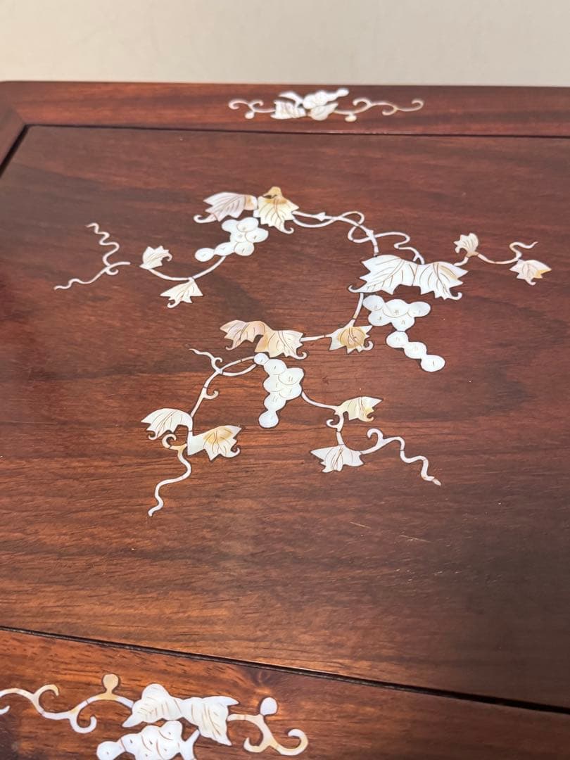 花梨　螺鈿家具　唐木　小引き出し　三段　アンティーク　ヴィンテージ