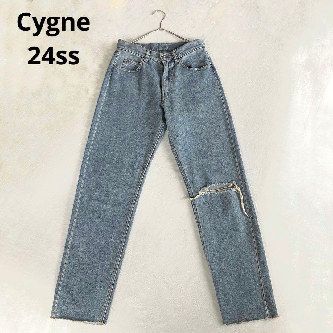 Cygne 24年モデル　Chantal ジップフライ クラッシュ加工ジーンズ