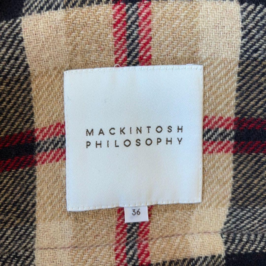 美品✨マッキントッシュフィロソフィー ヘリンボーン ロングダッフルコート レッド