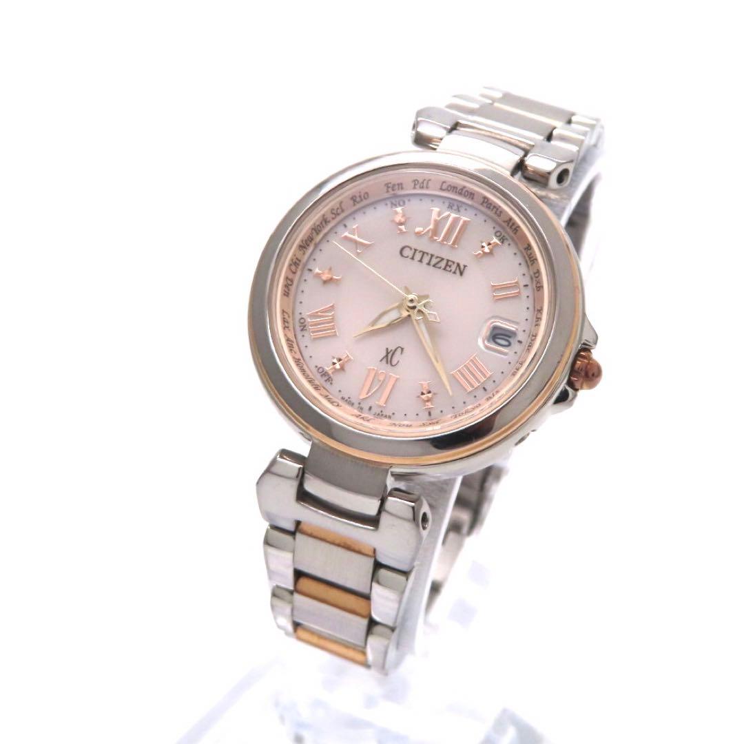 美品 EC1034 59W クロスシー 電波ソーラー シチズン 時計 コンビ