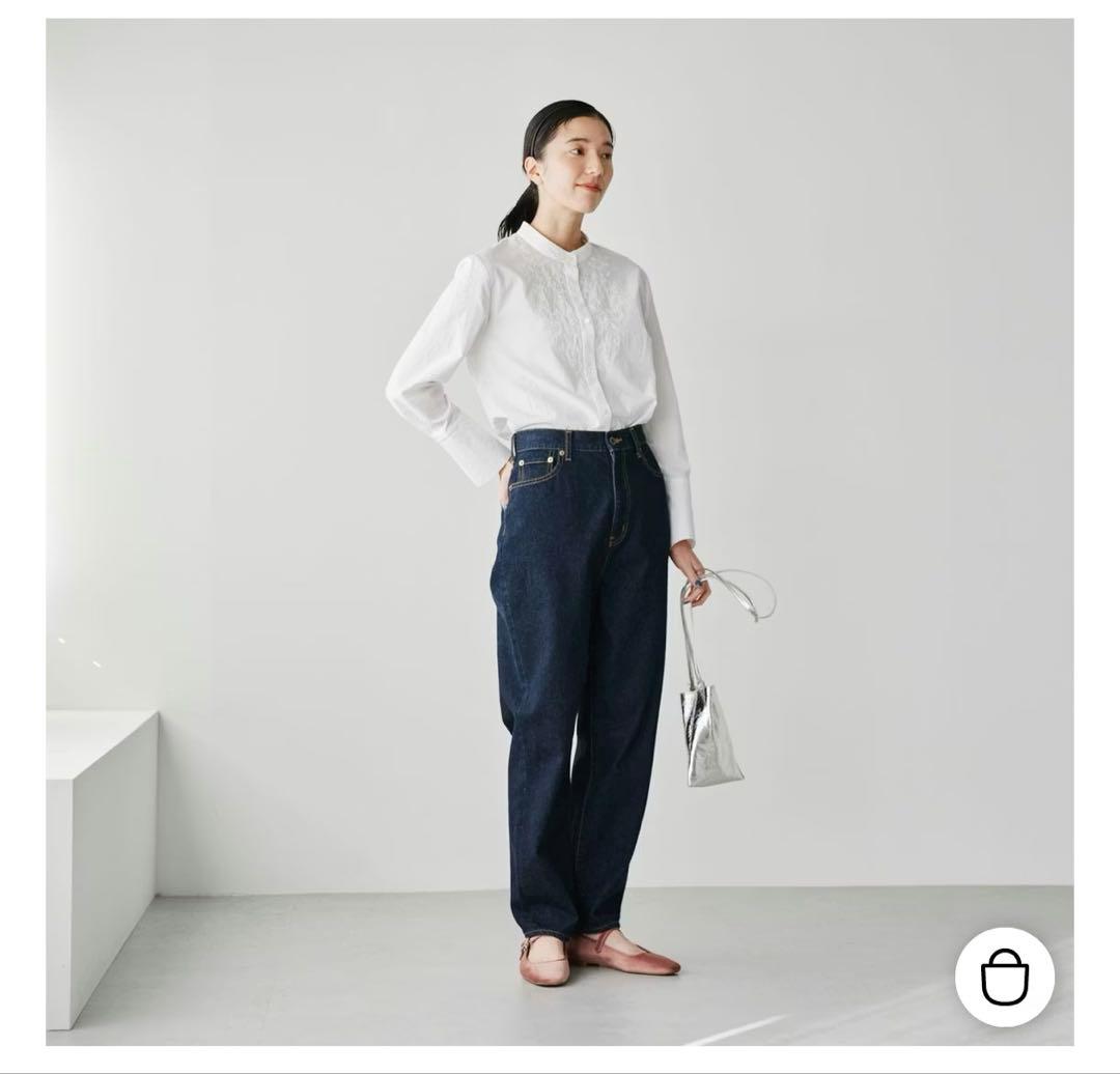 北欧、暮らしの道具店　カジュアルすぎない大人顔　テーパードデニム　L