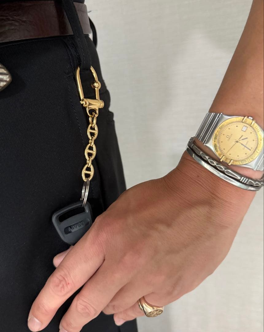 希少 OLD GUCCI シェーヌダンクル キーチェーン ゴールド