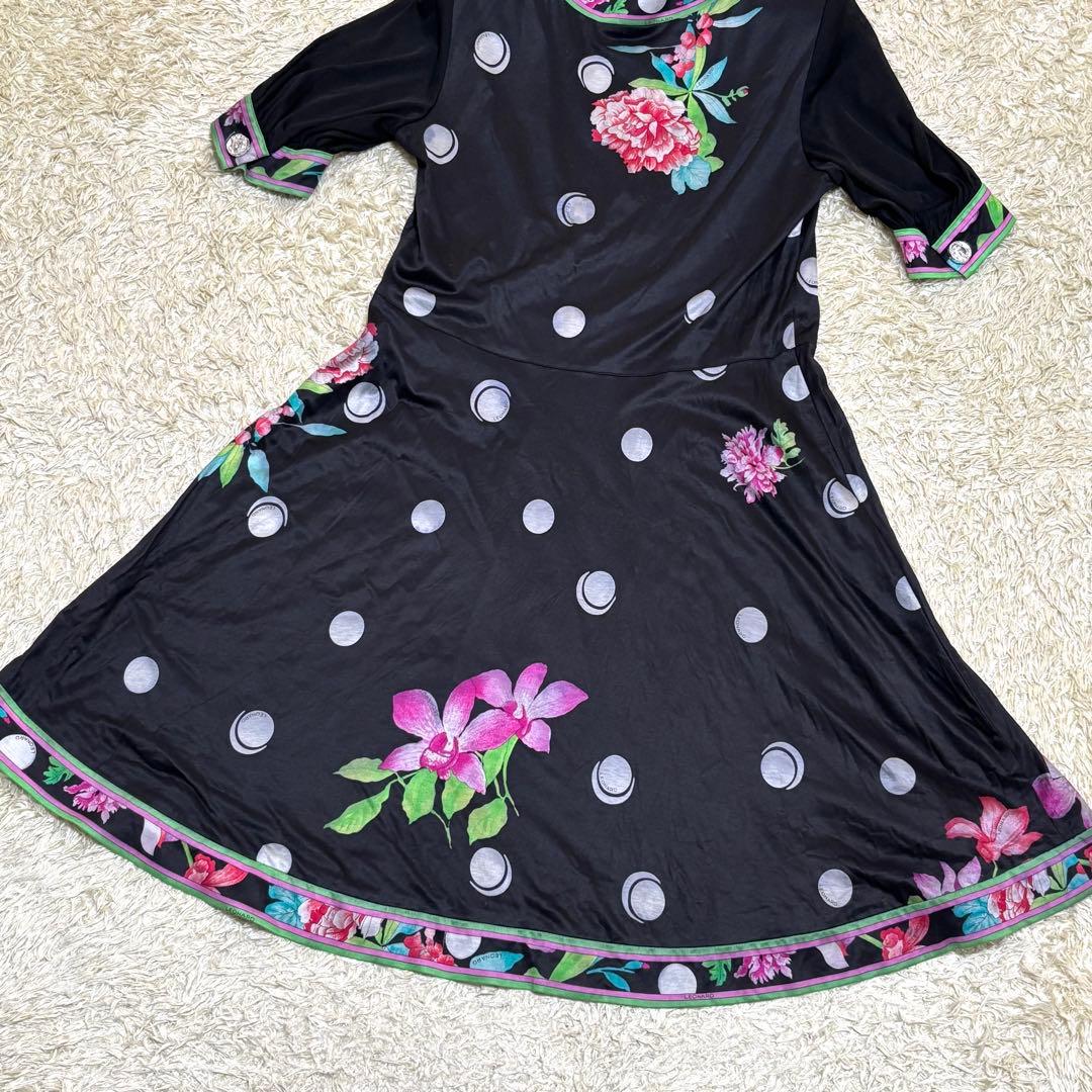 大きいサイズ　希少　LEONARD レオナール カンカン　水玉　フリルワンピース