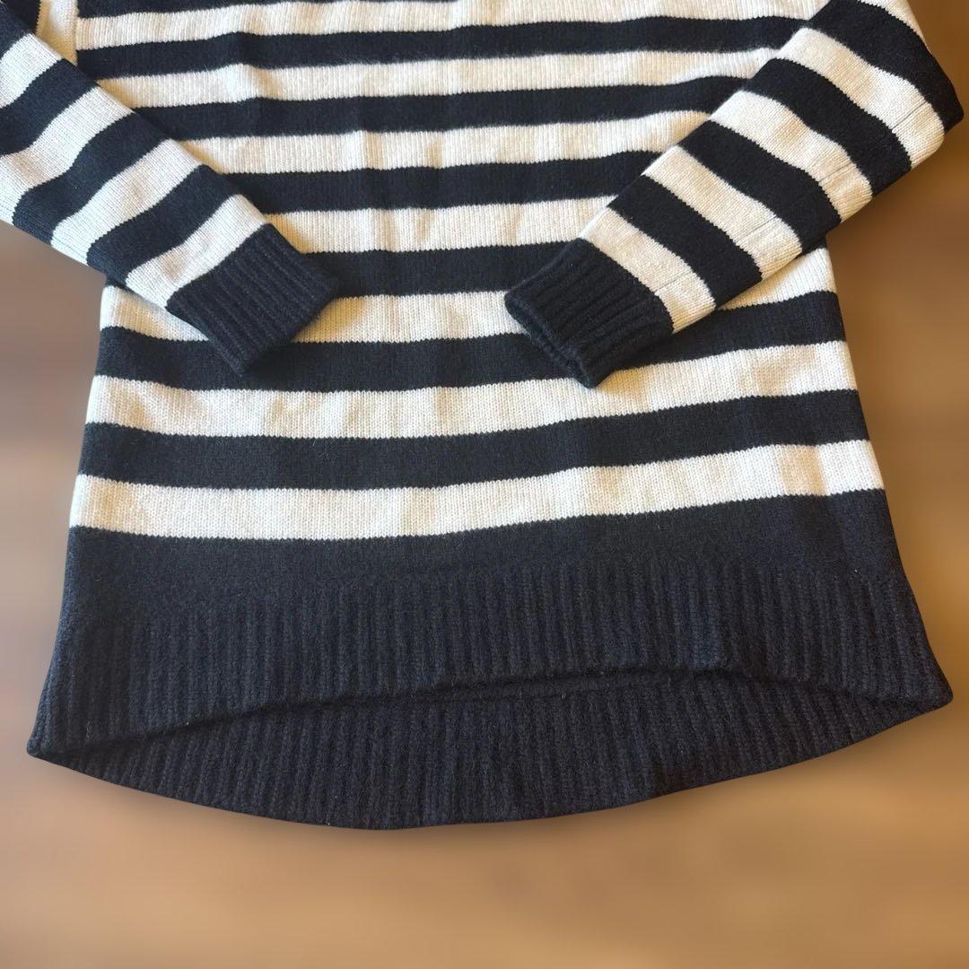 Drawer ボーダー　カシミヤ　長袖ニットセーター サイズ1