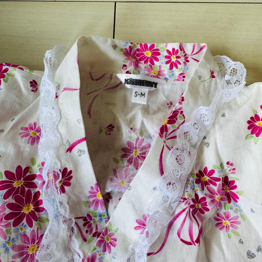 大人　浴衣ドレス　セパレート　花柄 ピンク 浴衣・帯セット