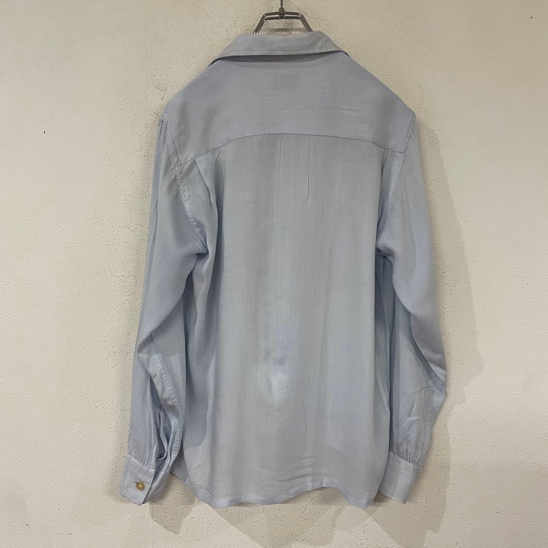 ビンテージ　50s　marlboro　オープンカラー　レーヨン　刺繍　長袖シャツ