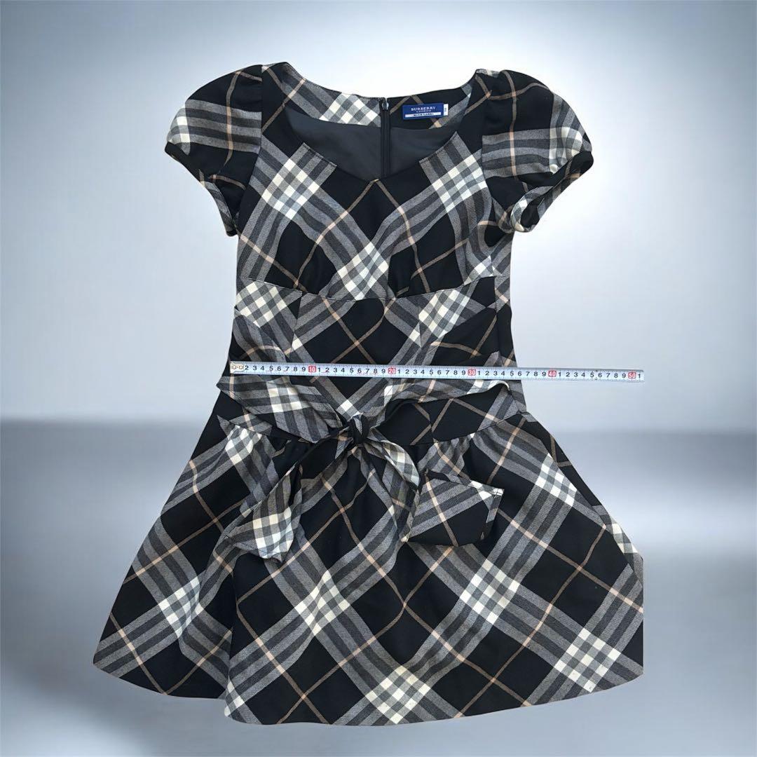 バーバリーブルーレーベル　チェック柄　ウール　ワンピース 38