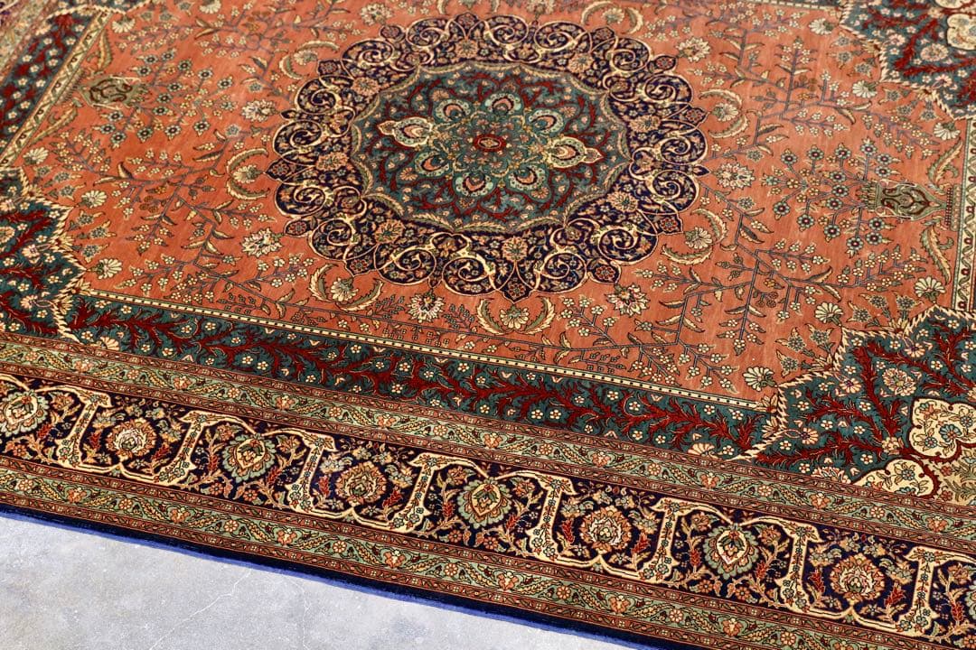 GMIK404○最高級 ペルシャ絨毯 ラグ カーペット シルク 手織り 中東