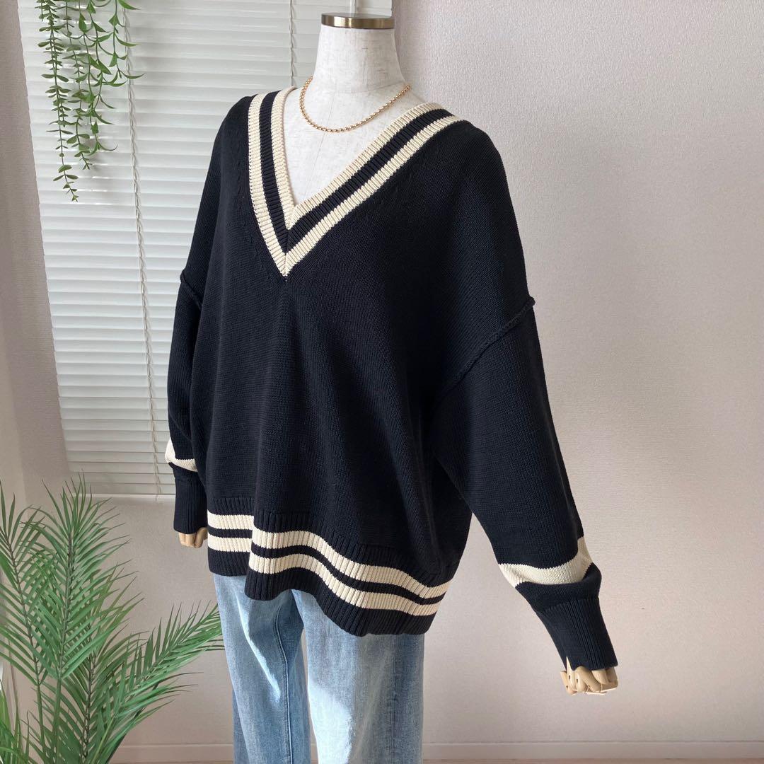 【新品】【2024SS】L'ESSAGラインVネックプルオーバー ニット