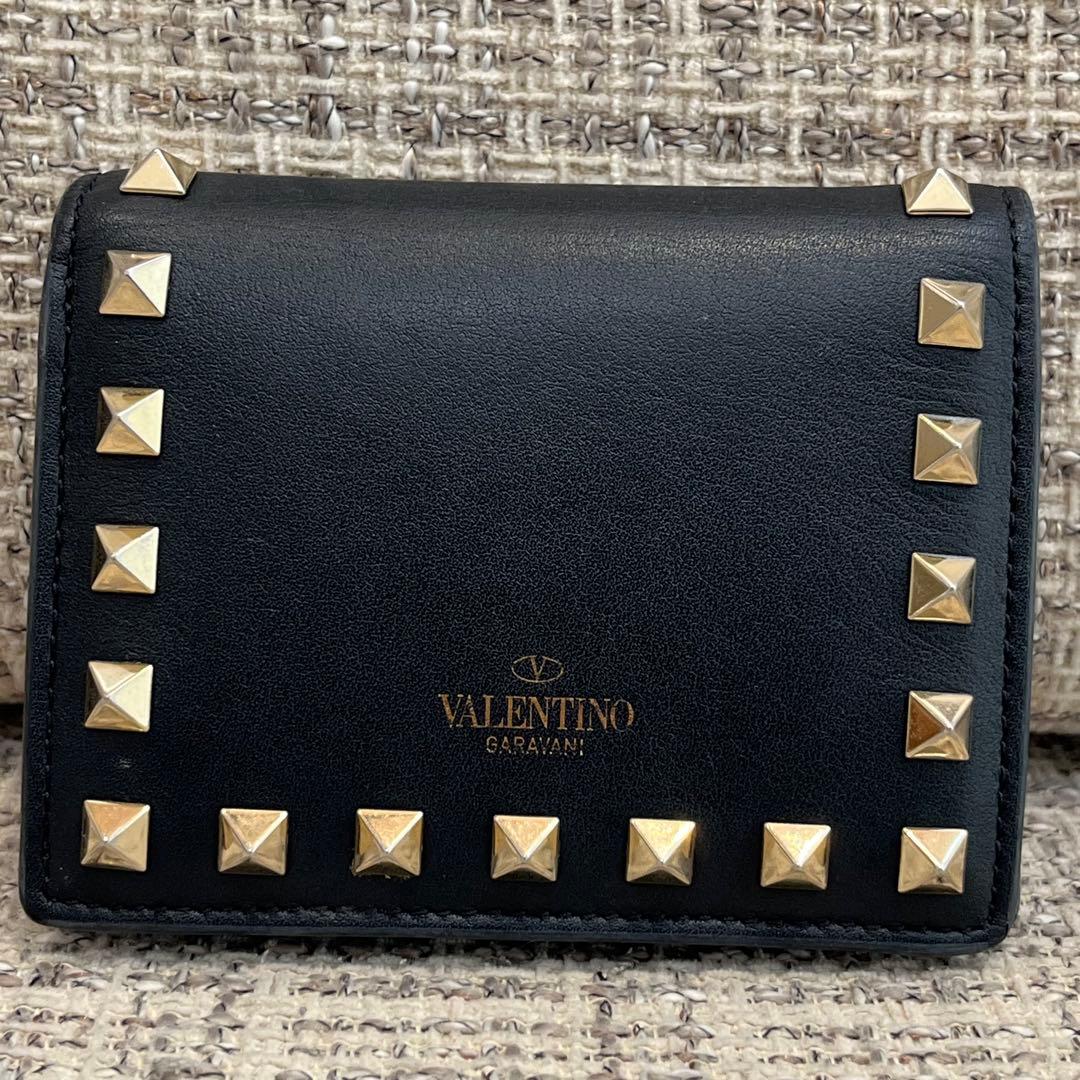 VALENTINO GARAVANI 二つ折り財布 黒 レザー