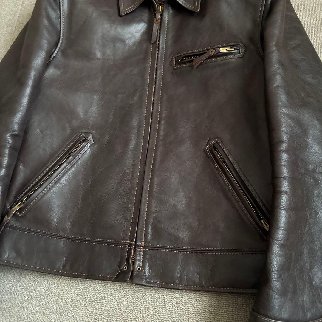 最終価格 フラットヘッド ホースハイド シングルジャケット 茶 38 レザー