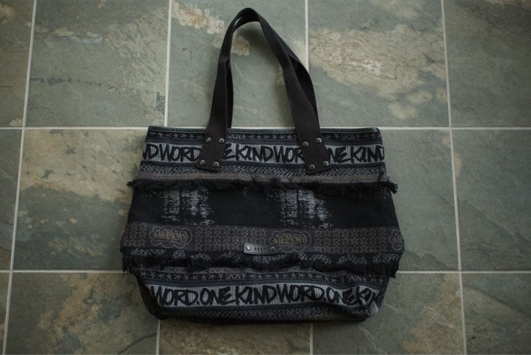 23ss sacai × haze レザー切り替え ジャガード トートバッグ