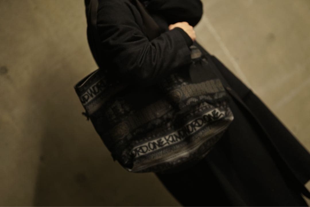 23ss sacai × haze レザー切り替え ジャガード トートバッグ