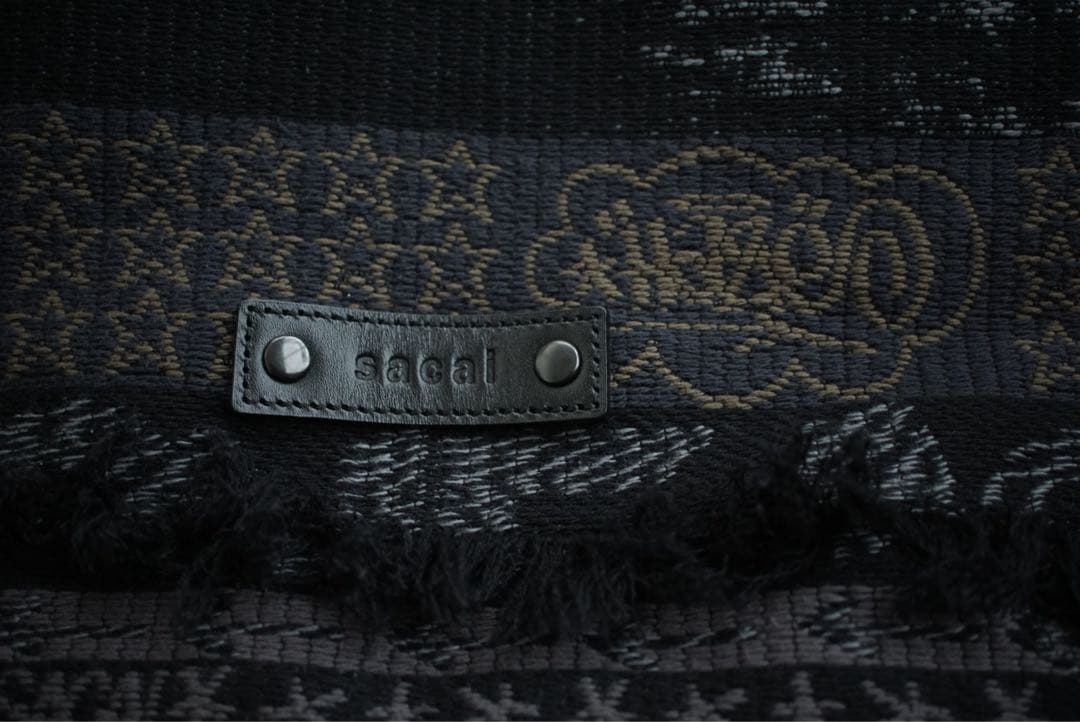 23ss sacai × haze レザー切り替え ジャガード トートバッグ