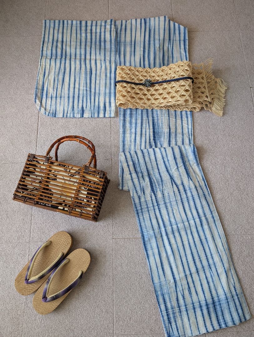 有松鳴海　手筋絞り浴衣　仕立て上がり　絞り工房　未使用