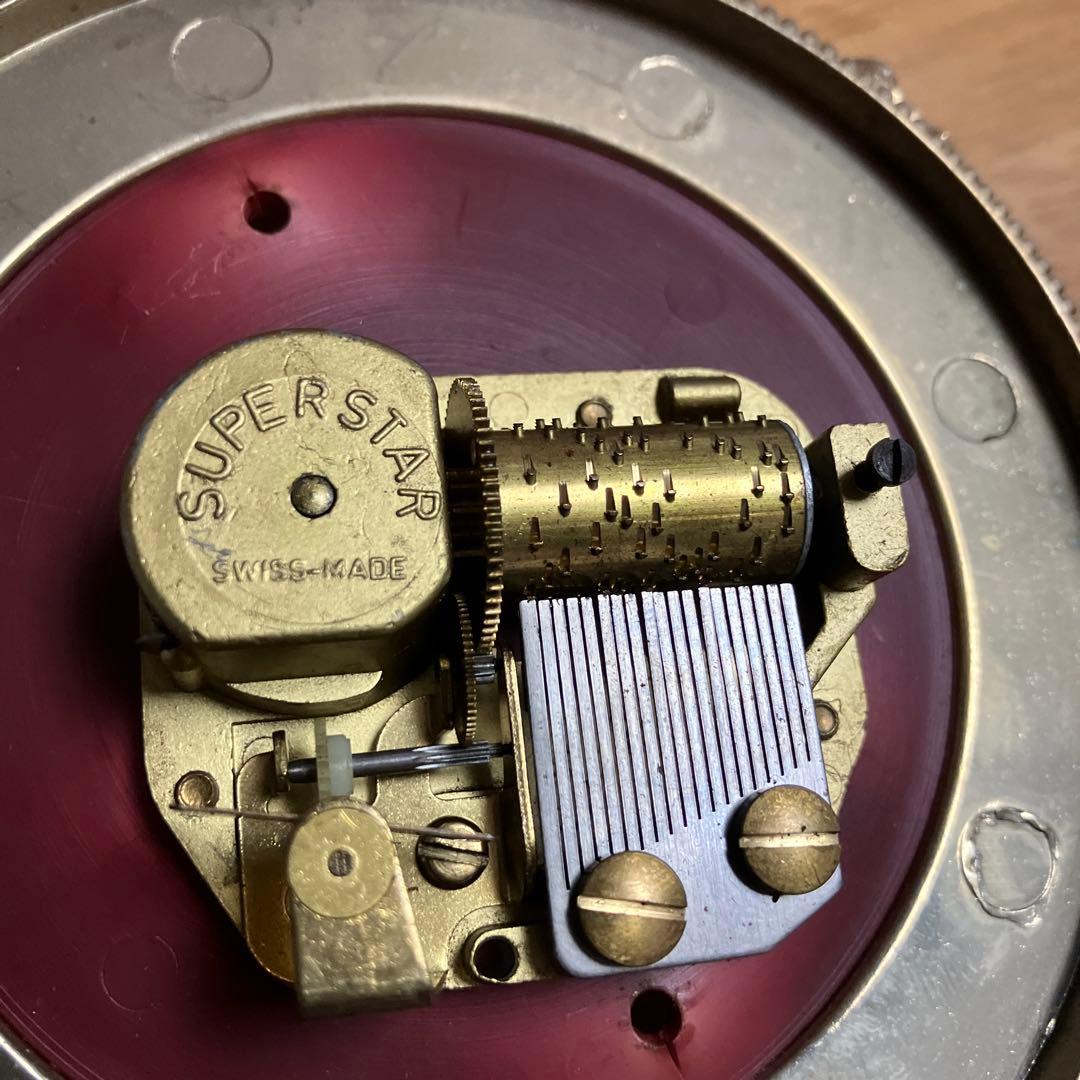 イタリア製オルゴール付き大理石シガレットケース葉巻入れ（曲は「白鳥の湖」）