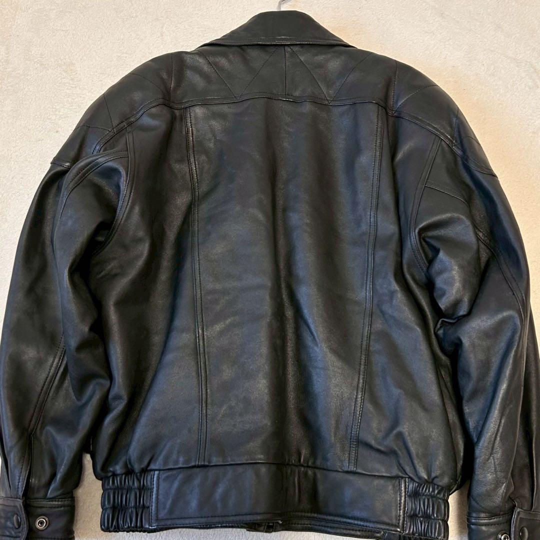 羊革 Lサイズ レザーボンバージャケット ブラック 総裏ペイズリー柄 本革 中綿