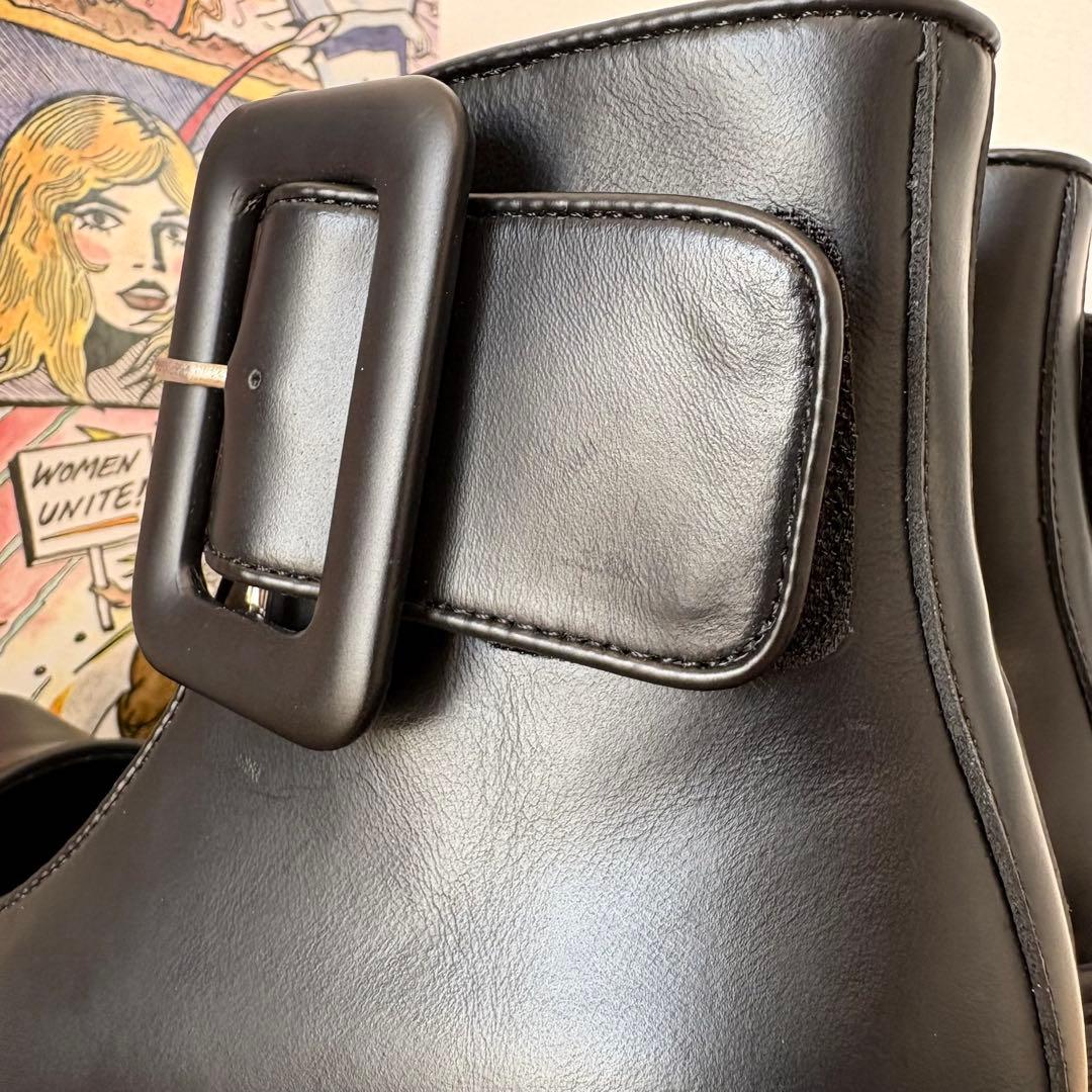 【美品】ジェフリーキャンベル 太ベルト 厚底 パンプス 黒 本革 36