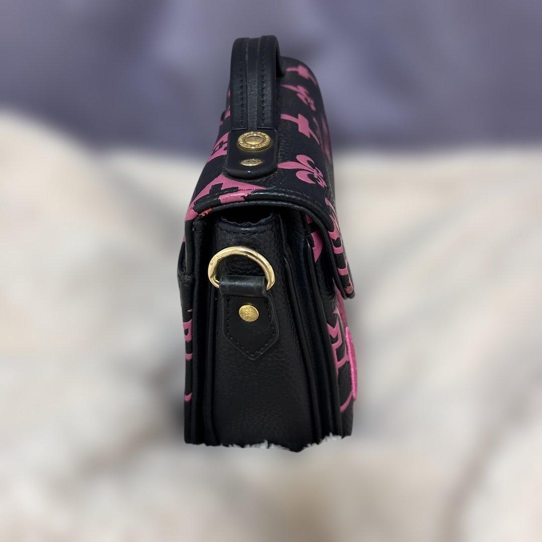 CASTELBAJACカステルバジャックハンドバックピンクブラックレザー金具ハゲ