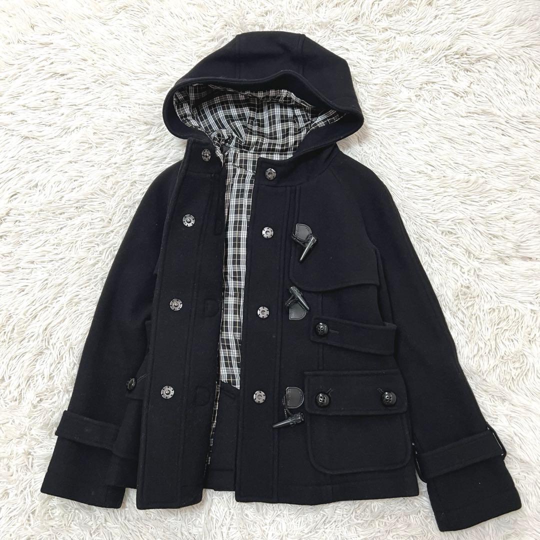 SOUMA様バーバリーブルーレーベル ダッフルコート チェック ロゴボタン