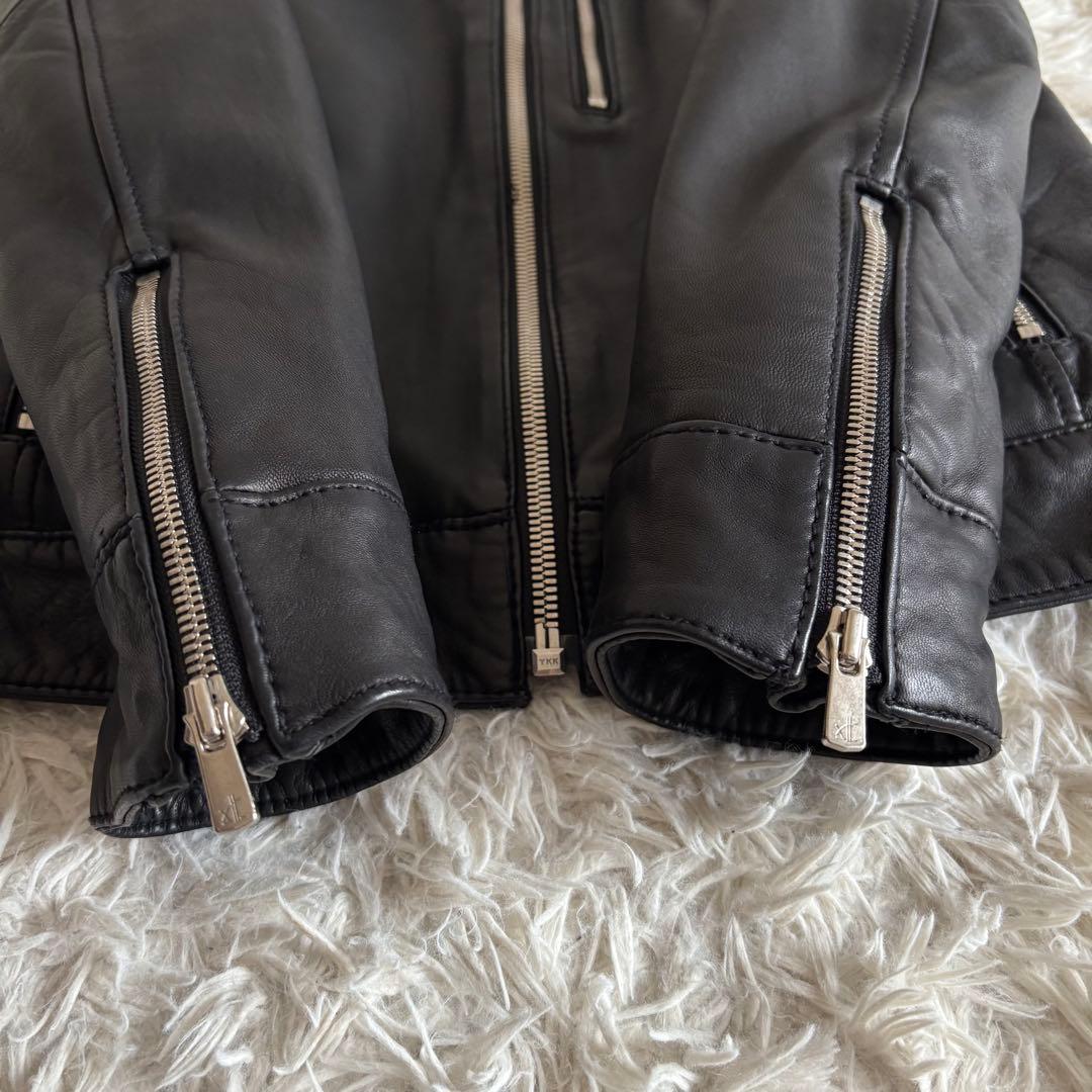 ジュンハシモト ラムレザー キルティング 中綿 シングルライダース ジャケット