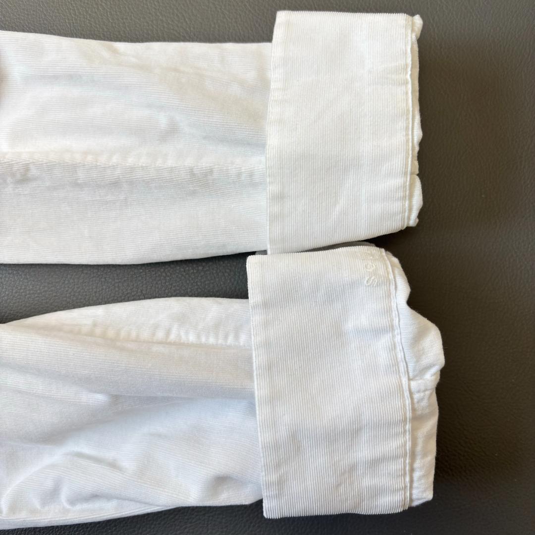 ブリエンヌパリディス スキッパーカラーシャツ 細畝コーデュロイ 白 XL tx6