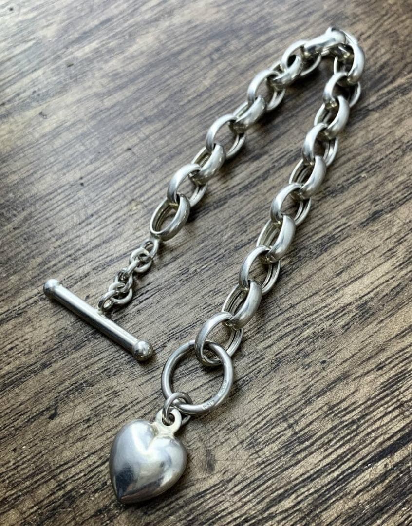 ヴィンテージ パフィハートブレスレット925シルバー スウィートハートジュエリー
