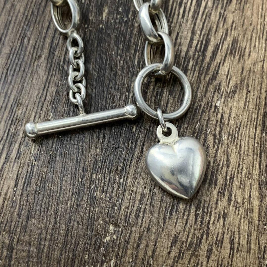 ヴィンテージ パフィハートブレスレット925シルバー スウィートハートジュエリー