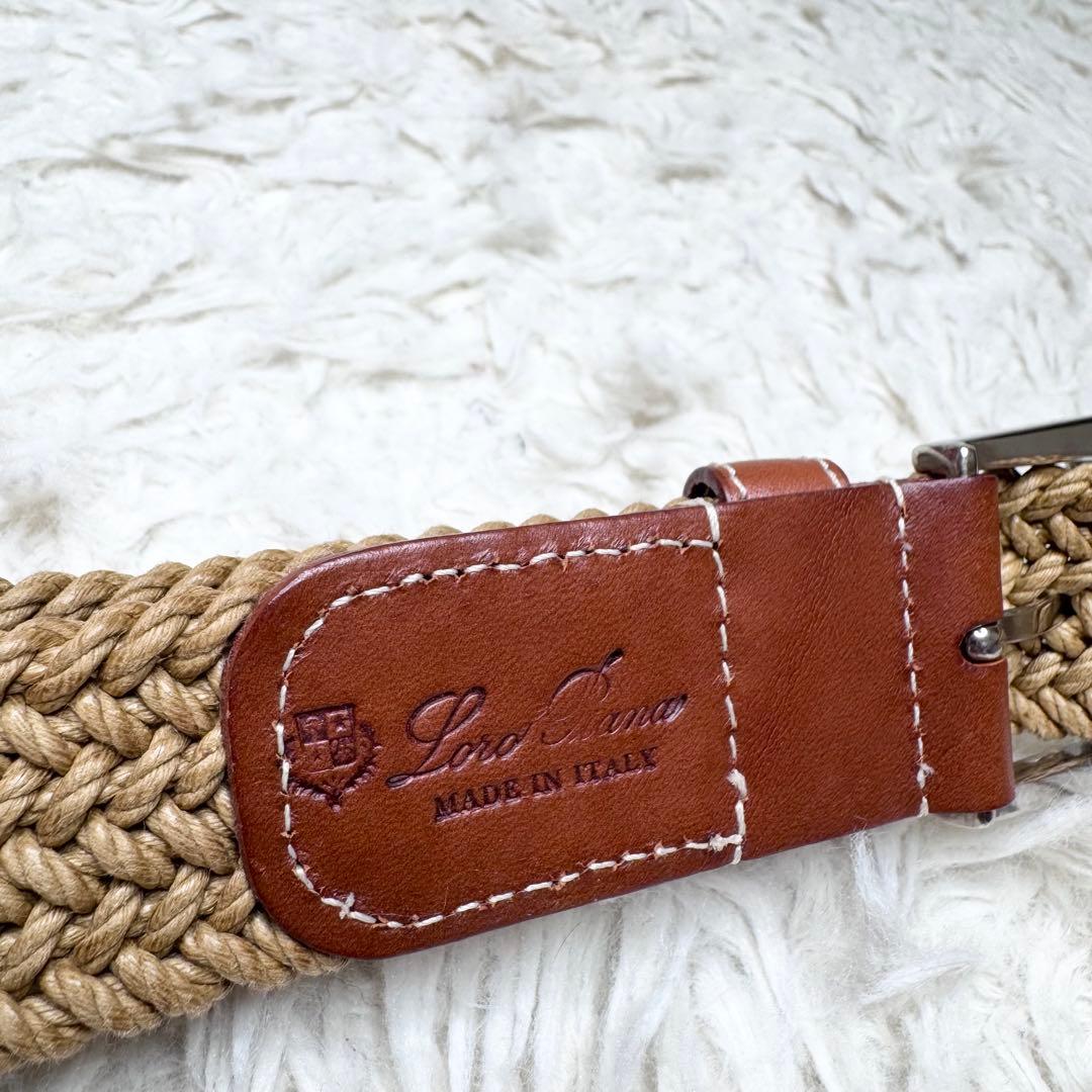 【極上級】ロロピアーナ イタリア製 メッシュ レザー ベルト ブラウン