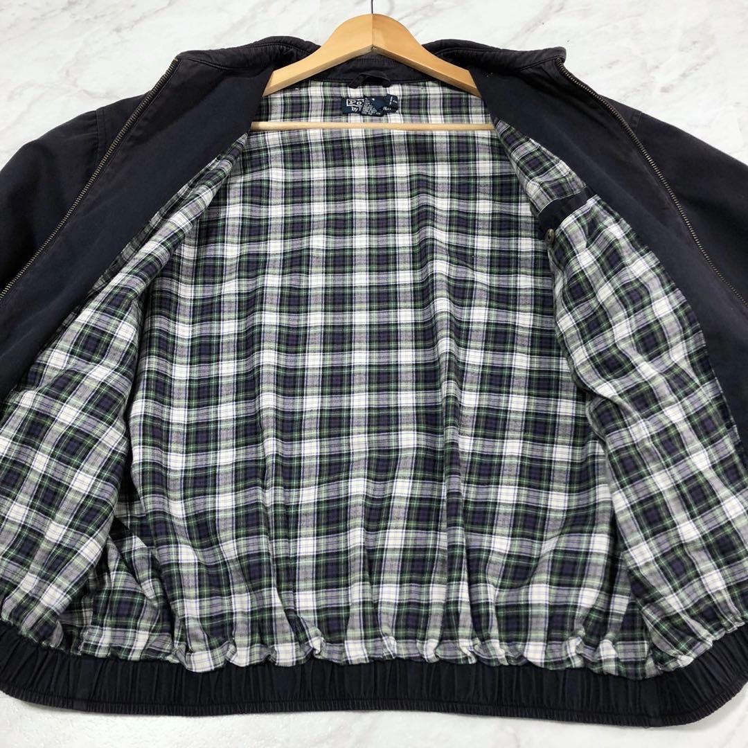 【ナス紺】ポロ ラルフローレン スイングトップ チェック ハリントン 90s L