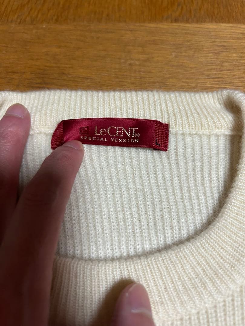 【美品】le cent レセント LeCENT 林田 カシミヤセーター オフ白L