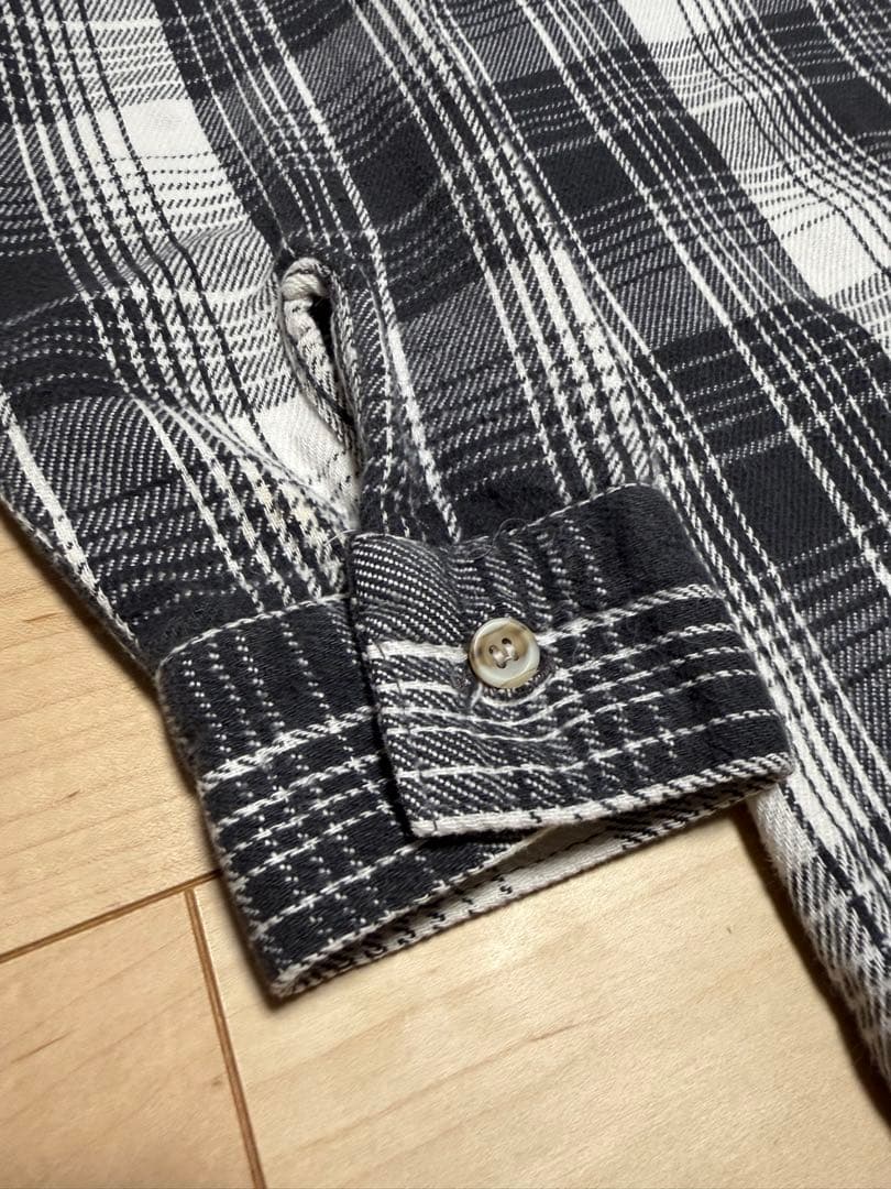 マカロニ 極美品 FIVEBROTHER オンブレシャツ USA製 白 黒