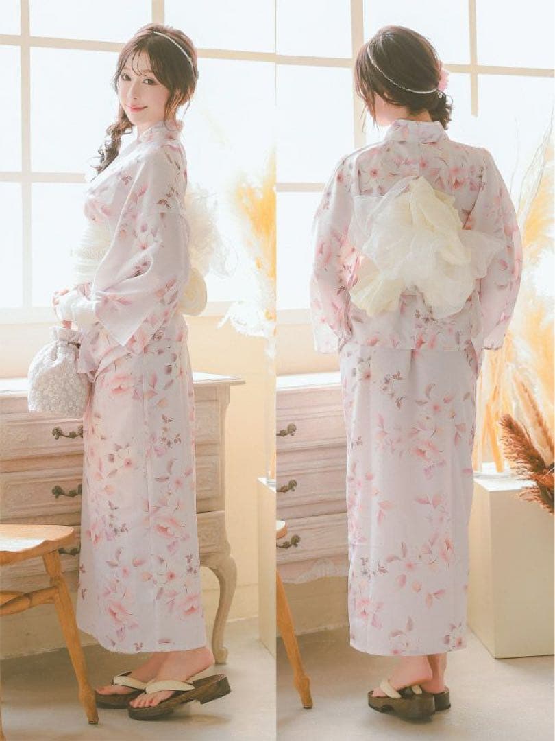 パウダーピンク ニュアンスフラワー 簡単 一人で着れる 3点セット