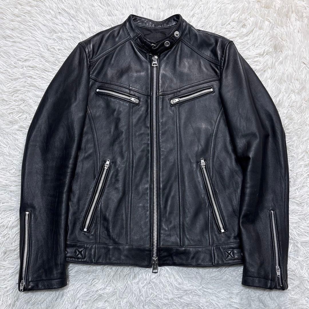 ジャックローズ レザージャケット シングル ライダース XL 4 ブラック