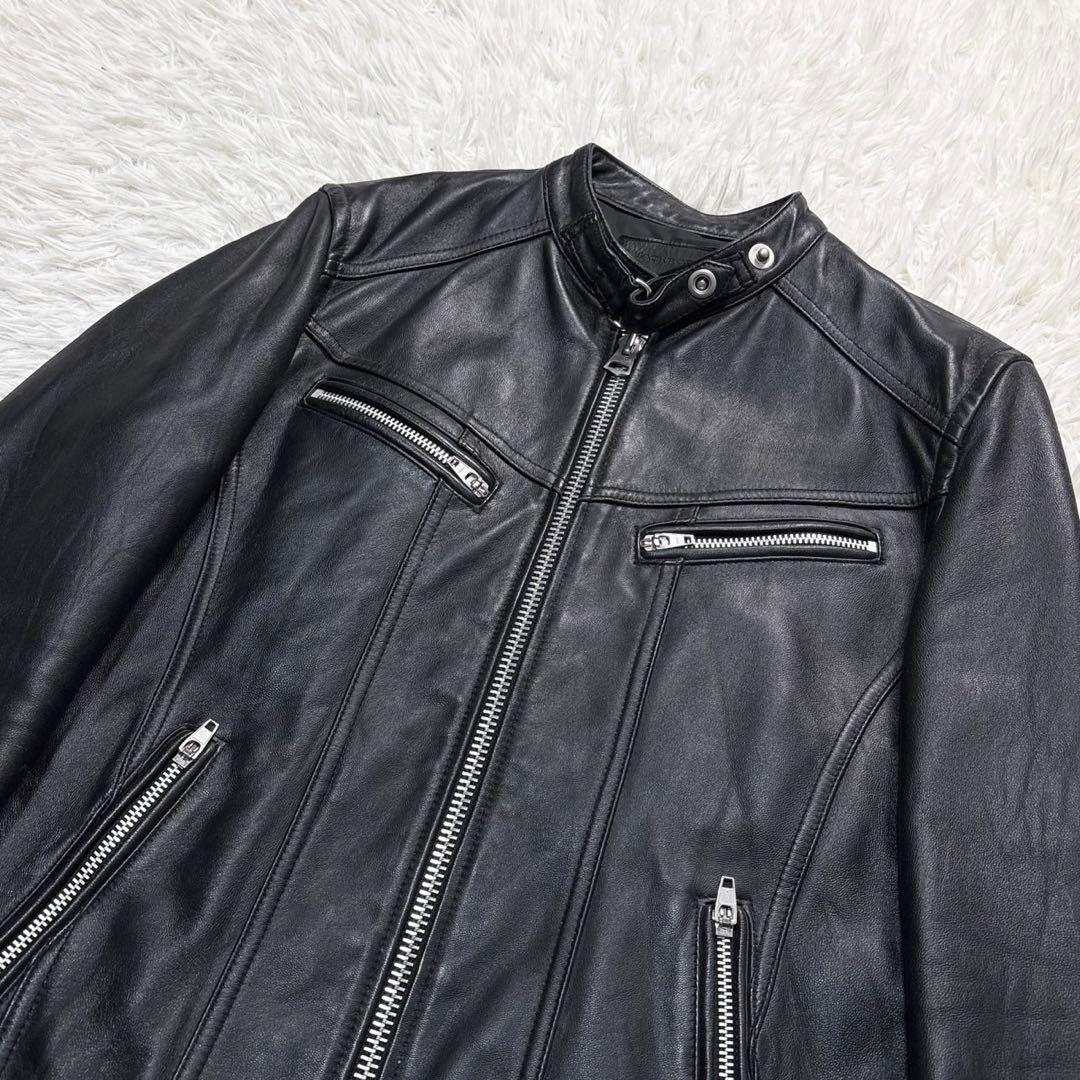 ジャックローズ レザージャケット シングル ライダース XL 4 ブラック