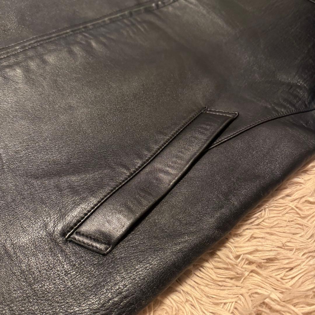23区HOMME　レザージャケット　ブラック　本革　羊革　ライダース　丈長め
