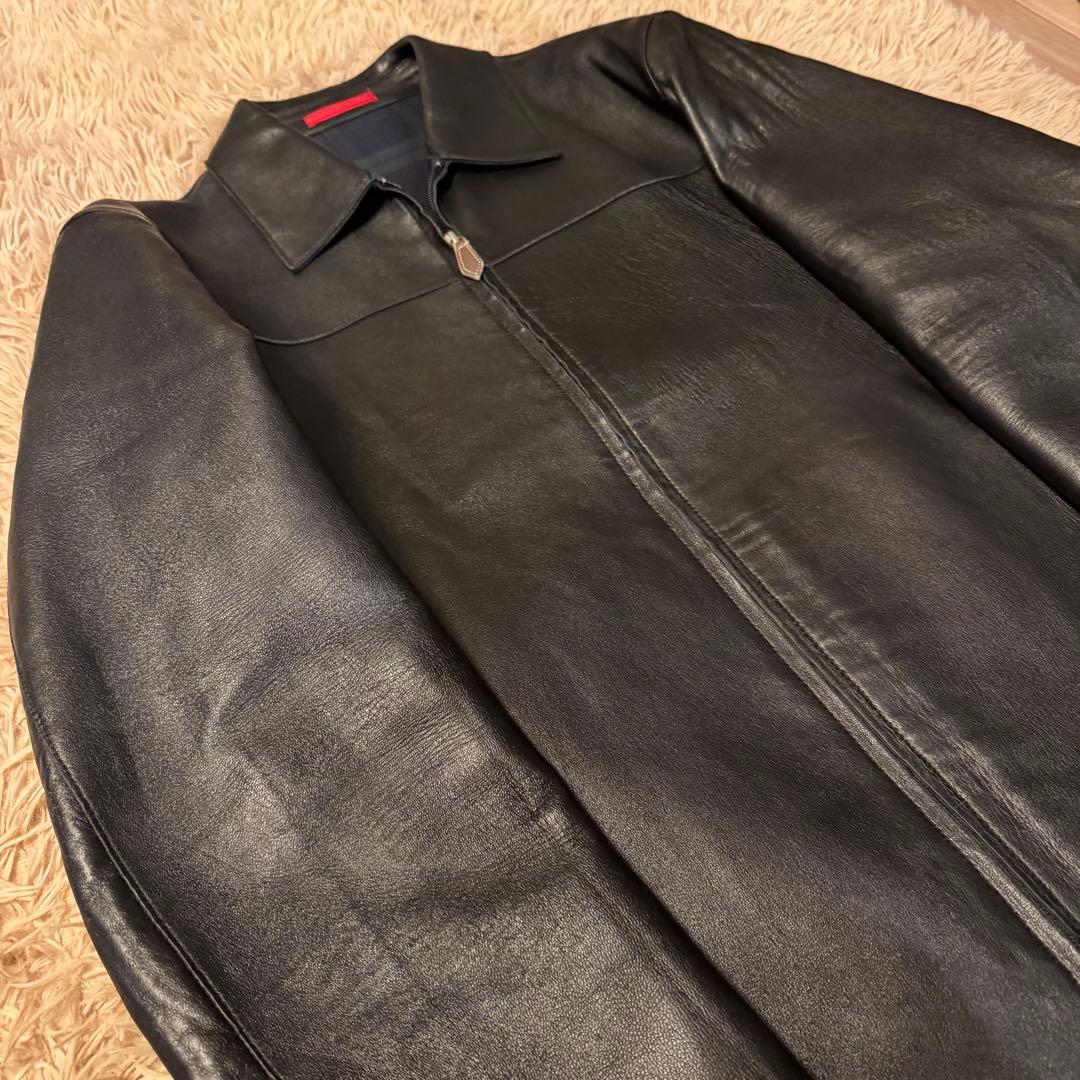 23区HOMME　レザージャケット　ブラック　本革　羊革　ライダース　丈長め